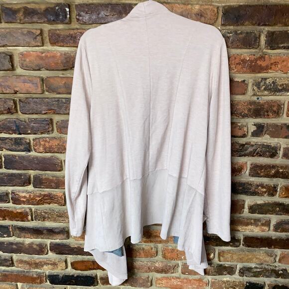 LOGO Lounge Lori Goldstein Cream French Terry Cardigan Sweater Womens Size Large - Picture 7 of 7